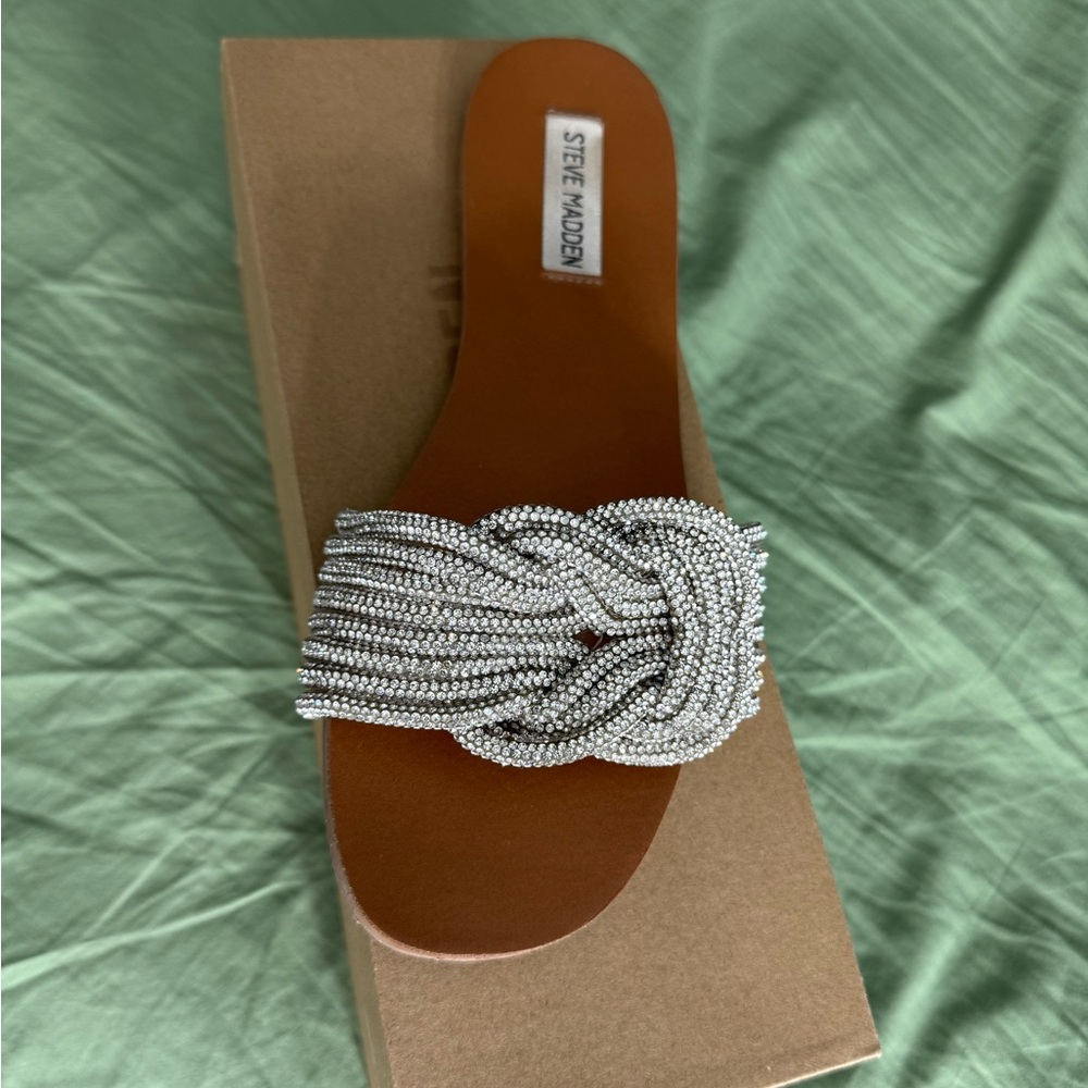 Steve Madden Women's Silver Beaded Sandals